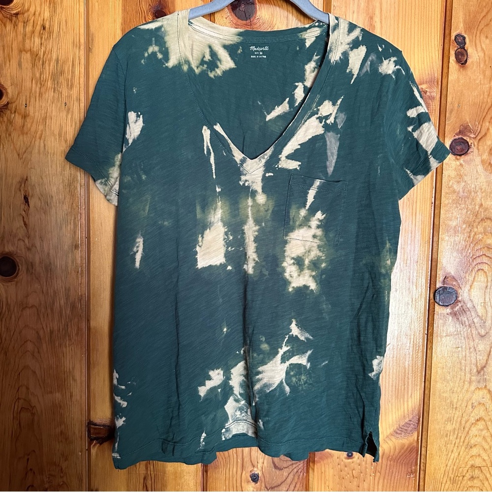 Madewell Green and Beige Tie-Dye Tee
